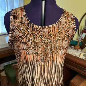 Croft & Barrow Green and Black Patterned Top